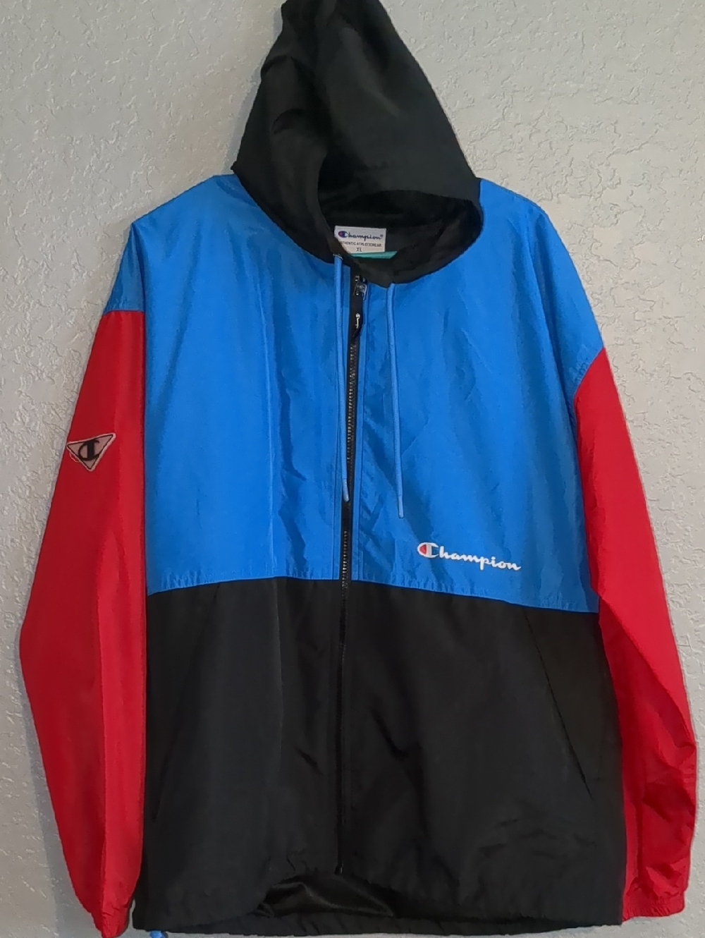 Champion Men’s Colorblock Windbreaker Jacket - Blue/Black/Red